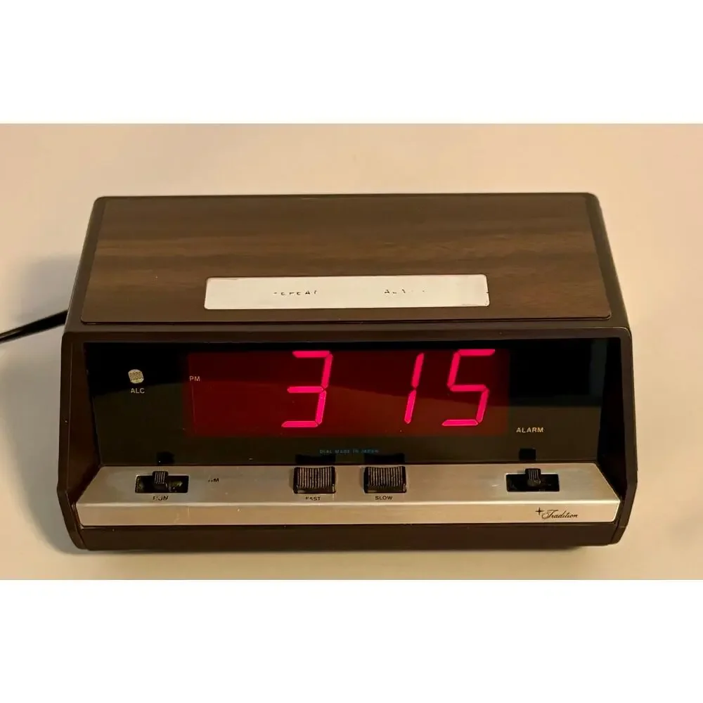 Vintage 1970s Sears Tradition 47198 Red LED Digital Alarm Clock - WORKS